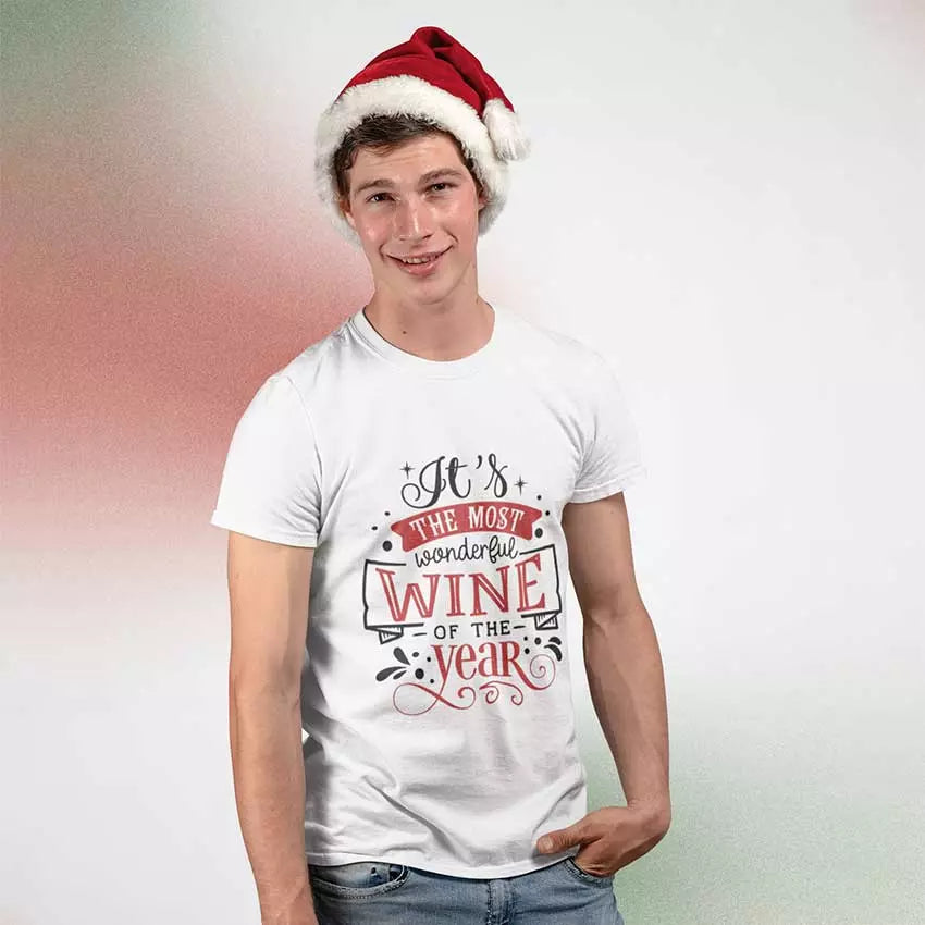 Personalised “It’s the Most Wonderful Time of the Year” Christmas t-shirt with custom name, festive classic design