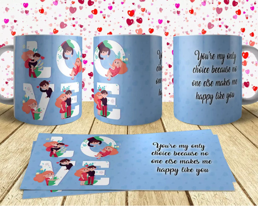 Personalised love mug with custom name, romantic Valentine’s Day gift for partner