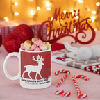 Personalised Merry Little Christmas ceramic mug featuring a festive Christmas greeting on a white mug.