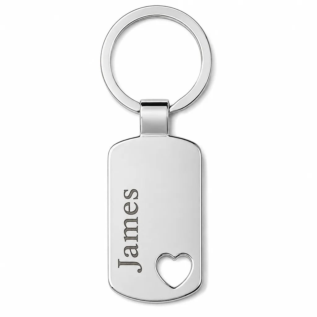 Personalised Metal Name & Heart Keyring