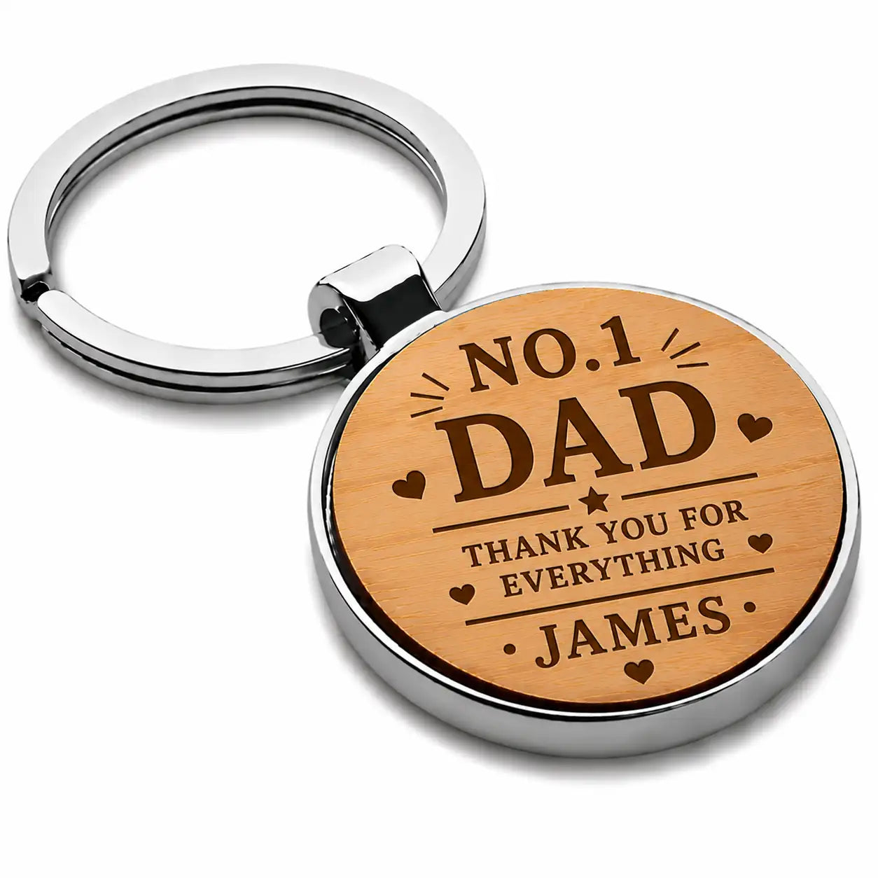Personalised No.1 Dad thank you keyring with custom name