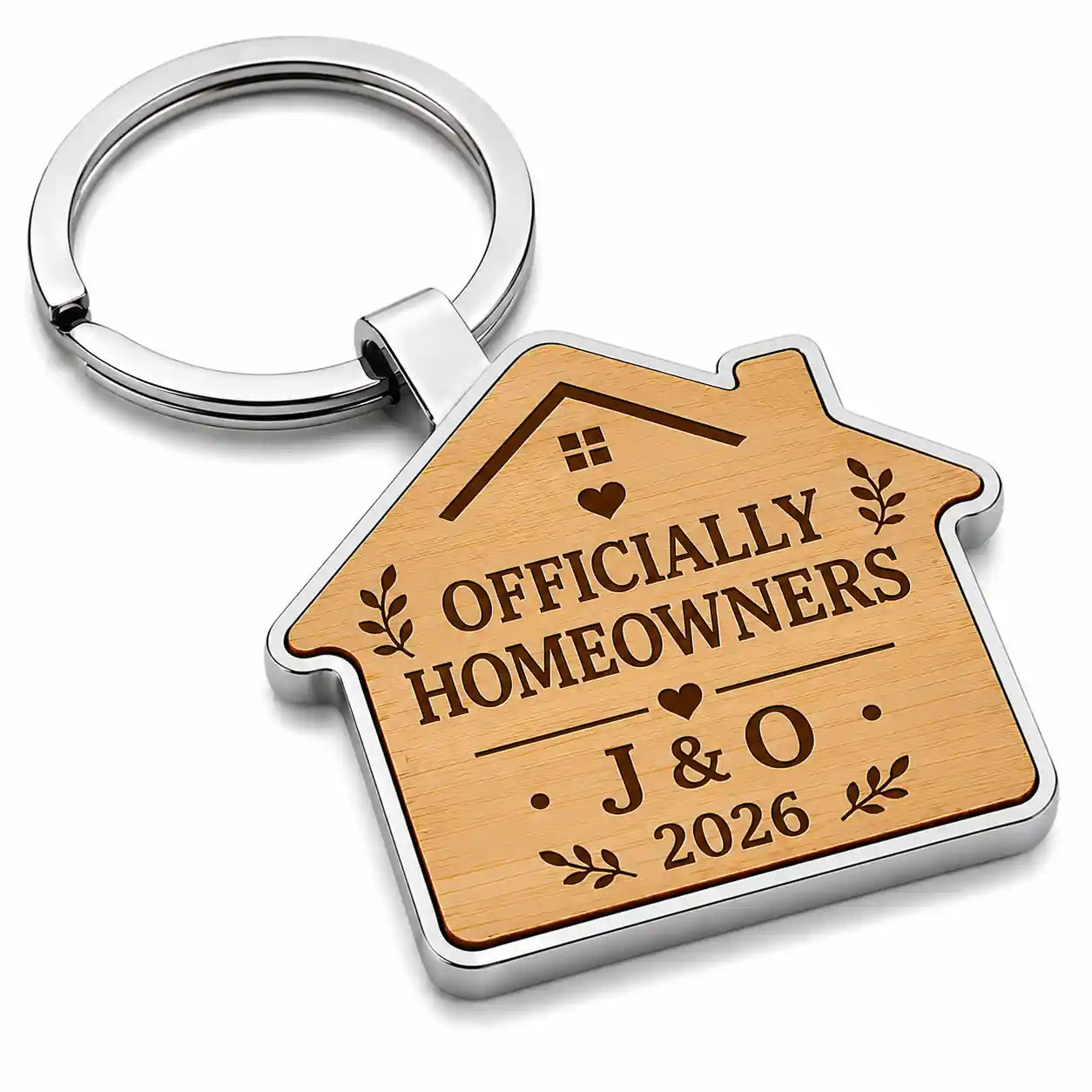 Personalised Officially Homeowners house keyring with initials and year