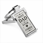 Personalised Best Dad Ever engraved metal keyring with custom name