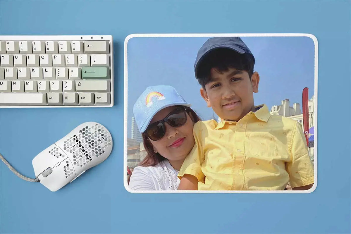 Custom photo mouse mat with personalised message