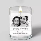 Personalised photo scented candle with custom message and lid