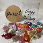 Personalised sweets jar with name and message