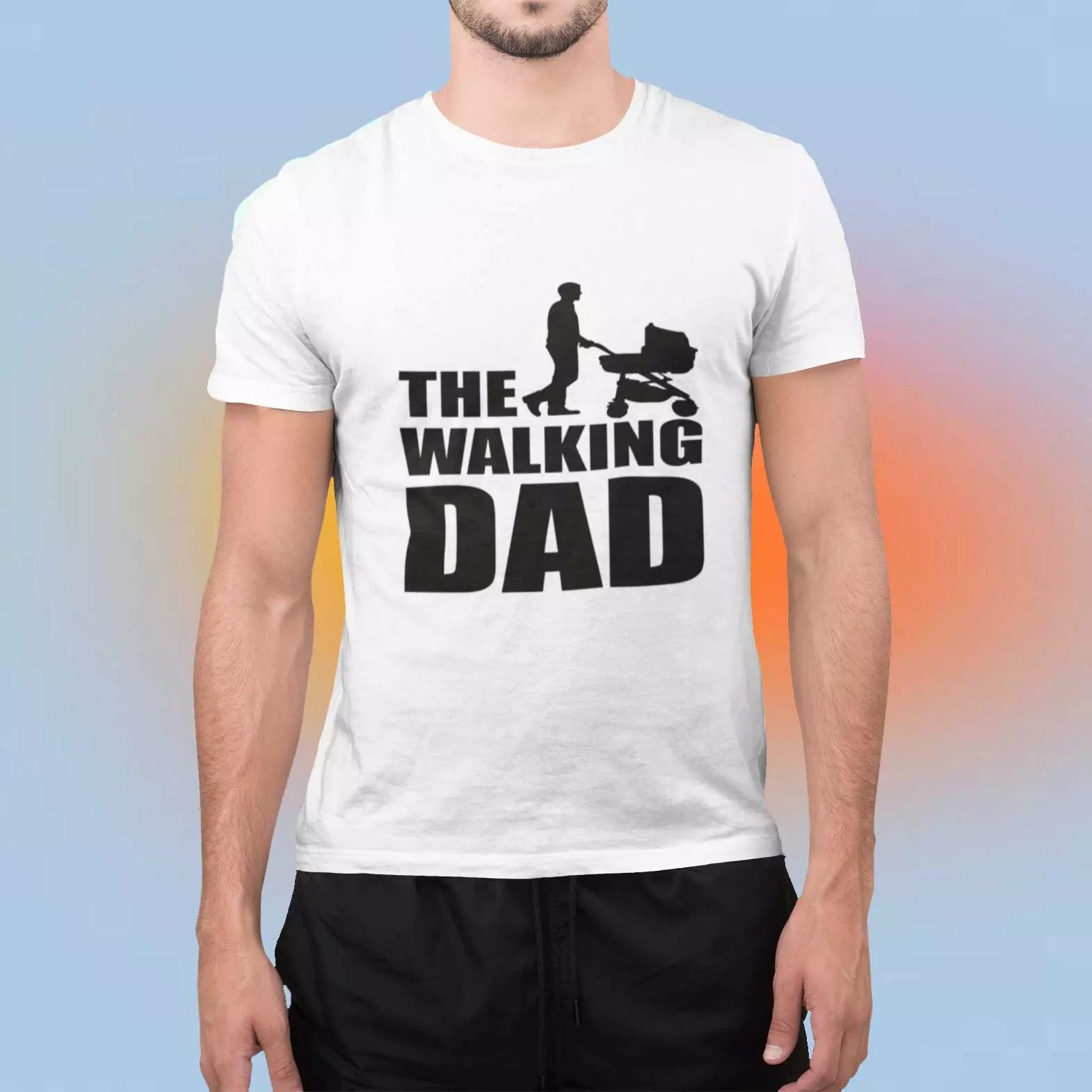 Personalised “The Walking Dad” t-shirt with custom name, a funny personalised gift for dads who love humour and pop culture