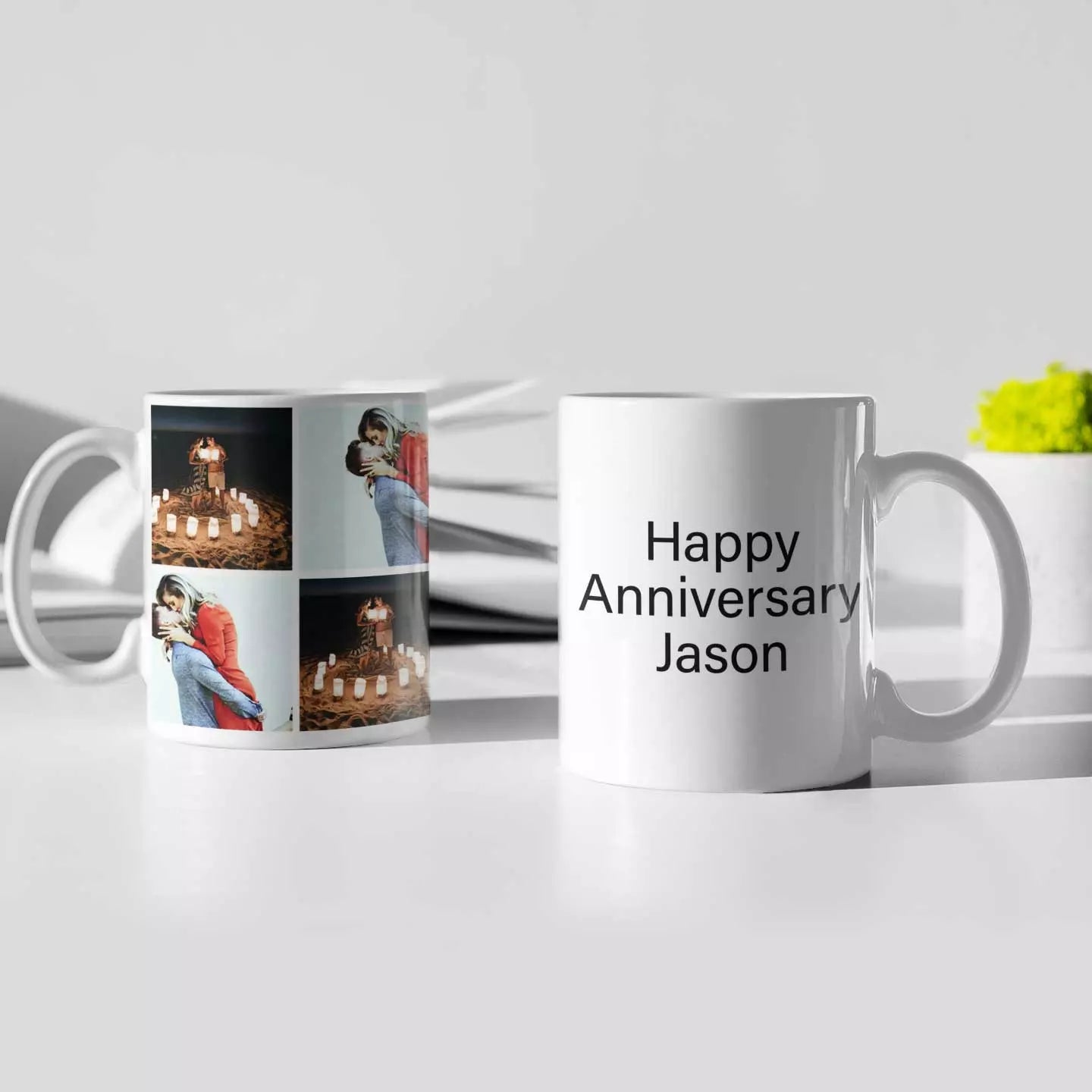 4 photo collage personalised mug with custom images and optional message