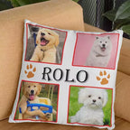 Custom pet cushion cover featuring five favourite dog and cat photos