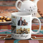 Personalised 6 photo upload mug with custom memories and optional name
