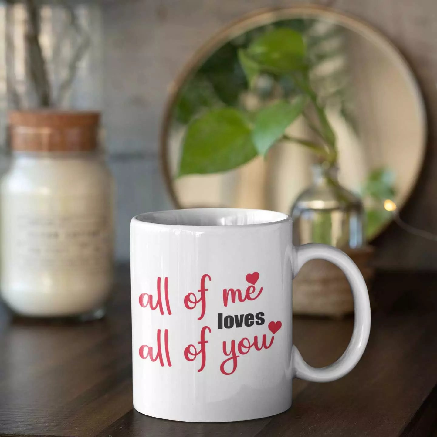Personalised “All of Me Loves All of You” mug with custom names and romantic message