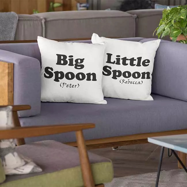 Romantic personalised cushion cover for couples with personalised text