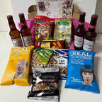 Personalised Budweiser beer hamper gift box with snacks nuts crisps and custom message card gift for birthday fathers day or celebration