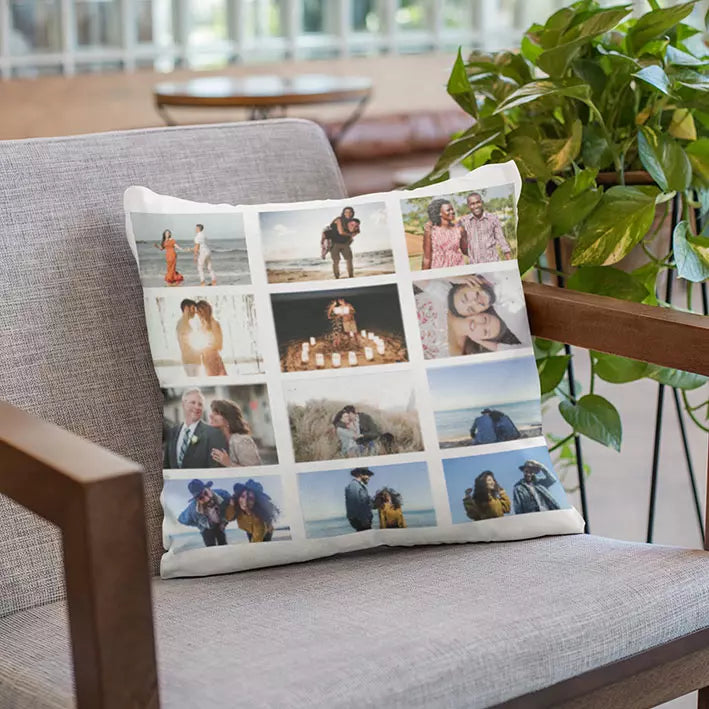 personalised 12 photo collage cushion cover gift - custom present for any occasion