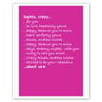 Personalised love card with “Crazy for You” design — Valentine’s gift