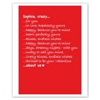 Custom Valentine’s Day card featuring heartfelt personalised text