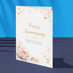 Personalised happy anniversary greeting card romantic floral design custom anniversary message card UK
