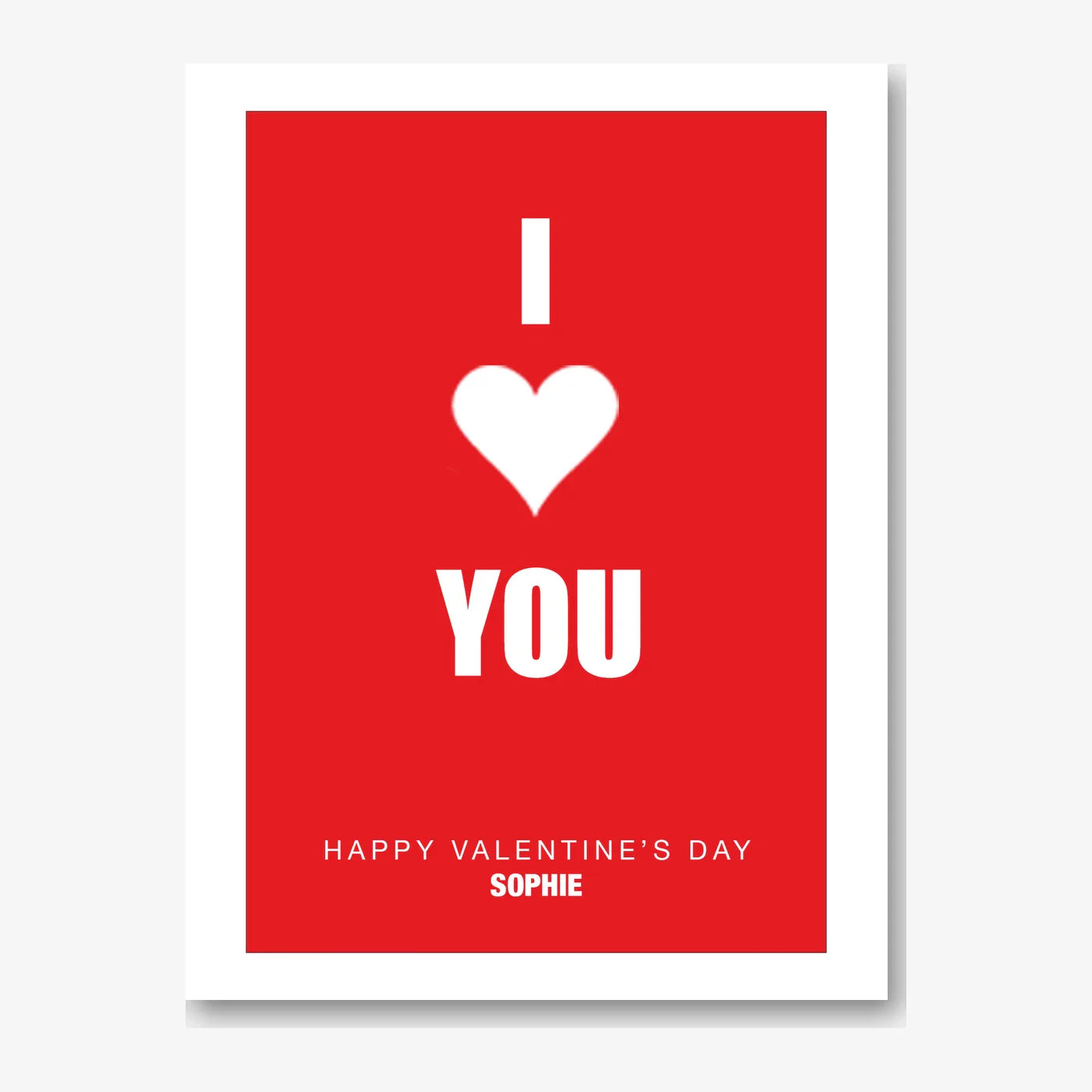 I Love You Bold Heart – Personalised Card (Front & Inside) – personalised Valentine card, custom romantic greeting or anniversary card; make your own unique card.