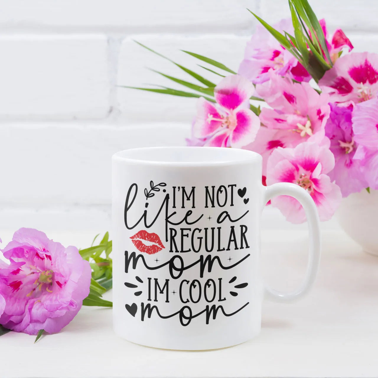 Personalised ceramic mug with funny I'm Not A Regular Mom quote and custom name, humorous Mother's Day gift for her UK.