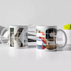 Personalised ceramic mug with romantic kiss photo collage and name