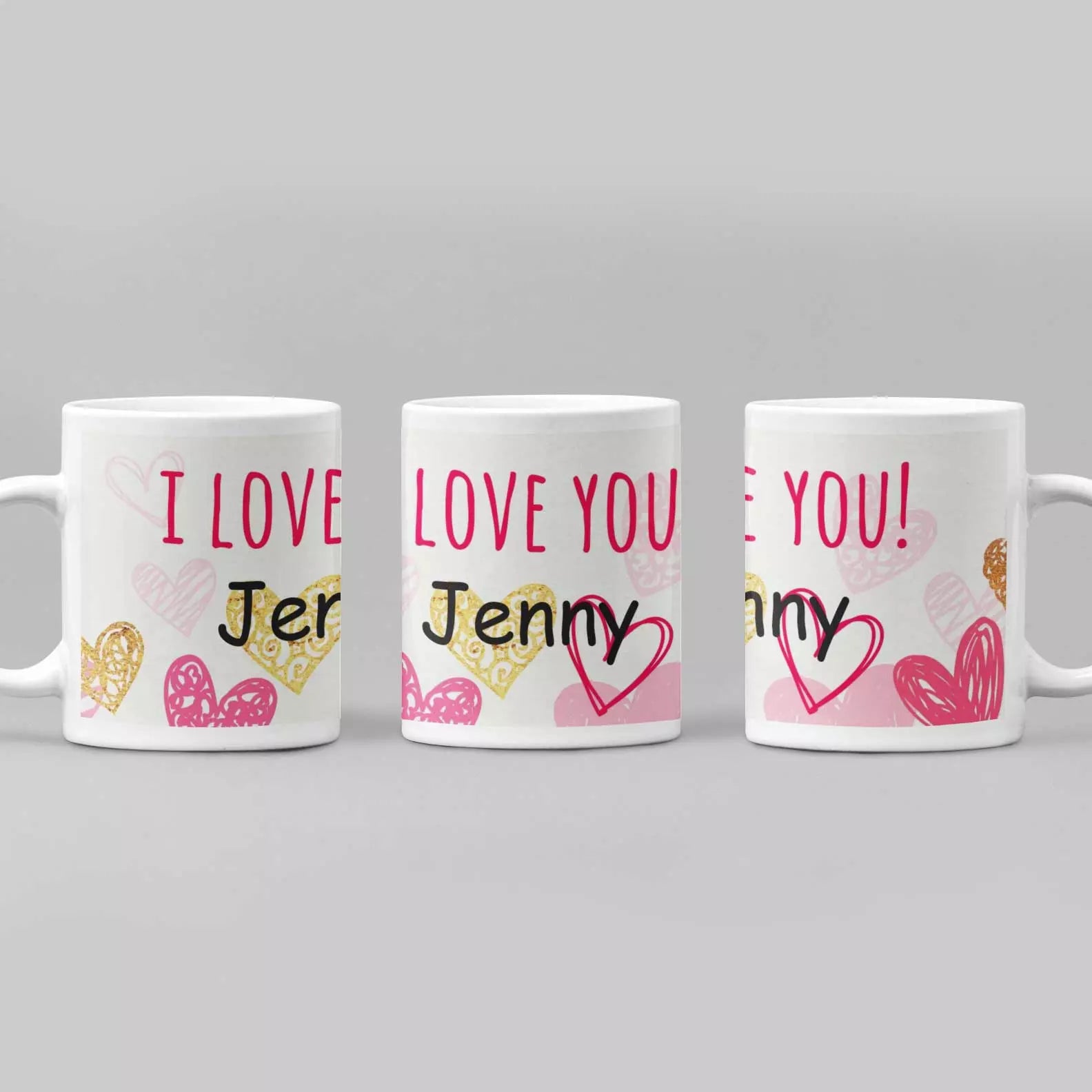 Personalised “I Love You” mug with custom name and romantic message