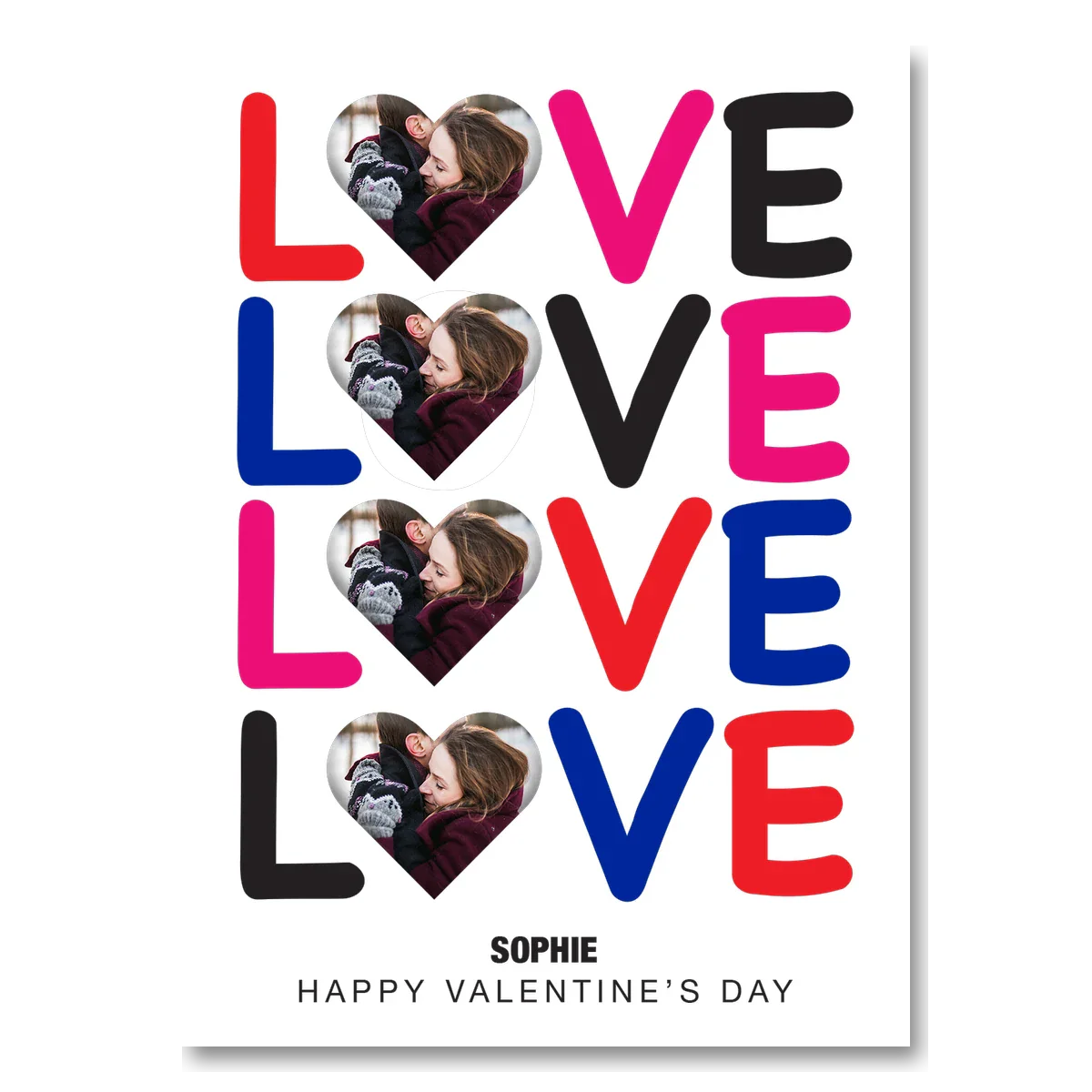 personalised card design, perfect Valentine card for her or him, romantic customised greeting to make your personalised card unique and memorable.