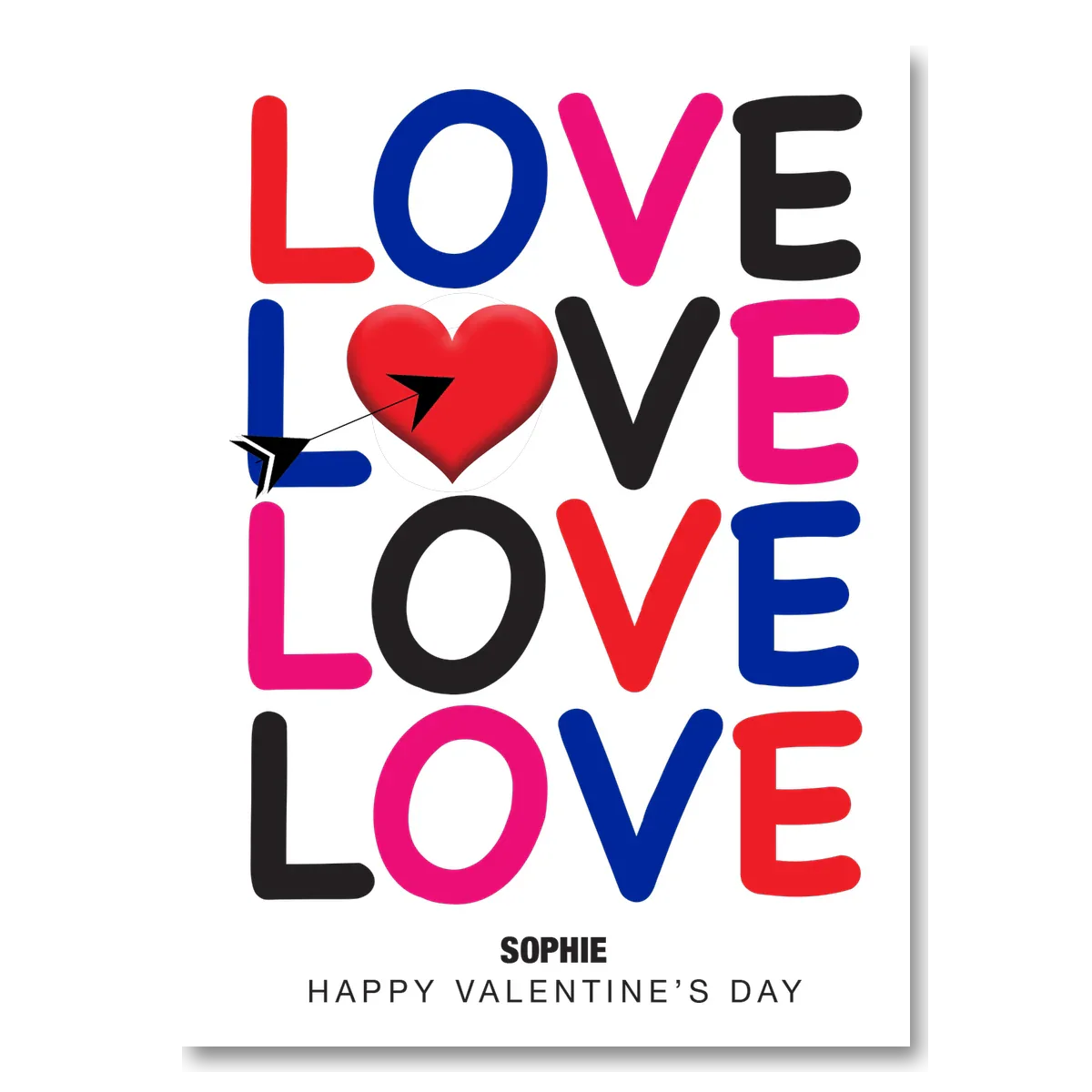 personalised card design, perfect Valentine card for her or him, romantic customised greeting to make your personalised card unique and memorable.