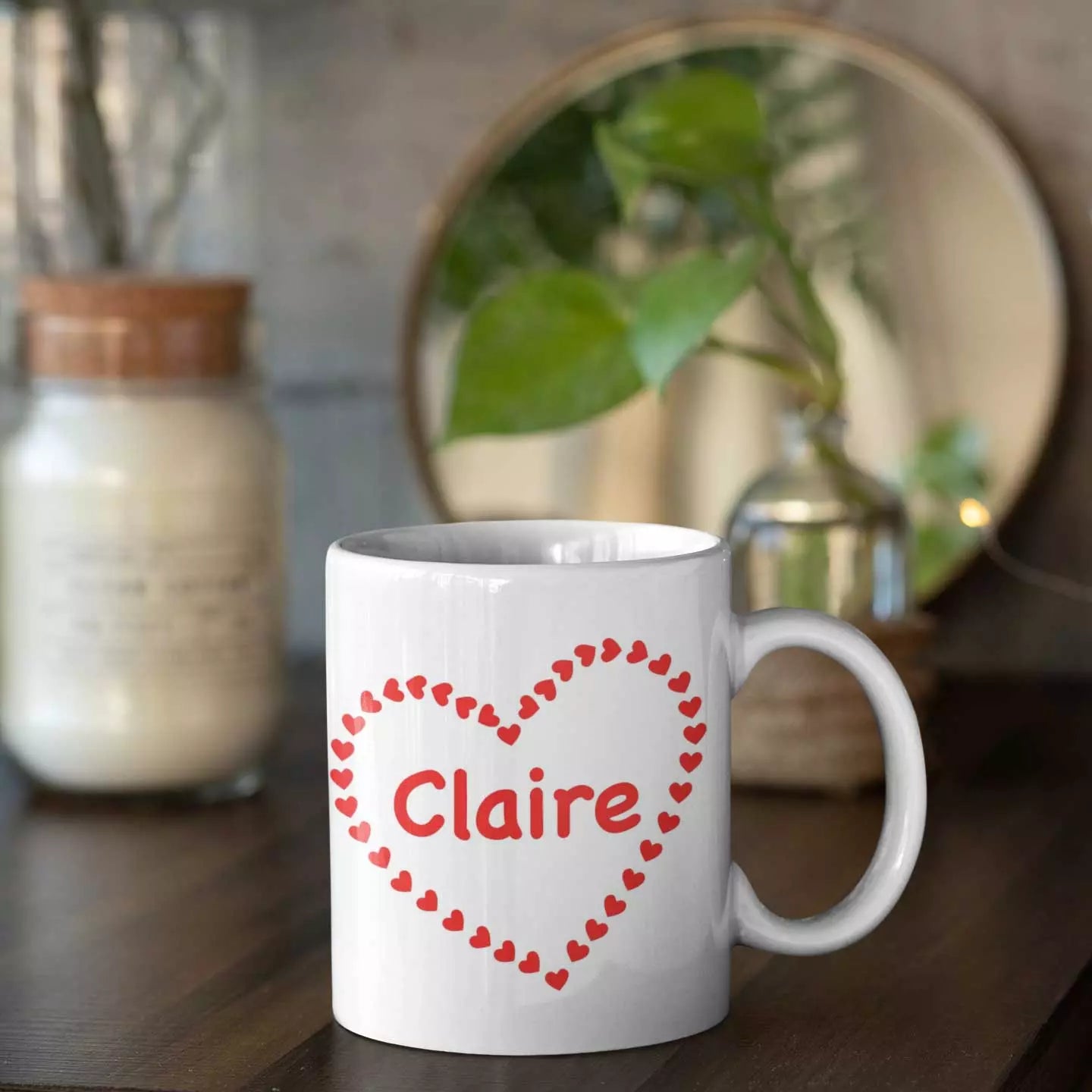Personalised “I Heart You” mug with custom name and romantic message for Valentine’s Day