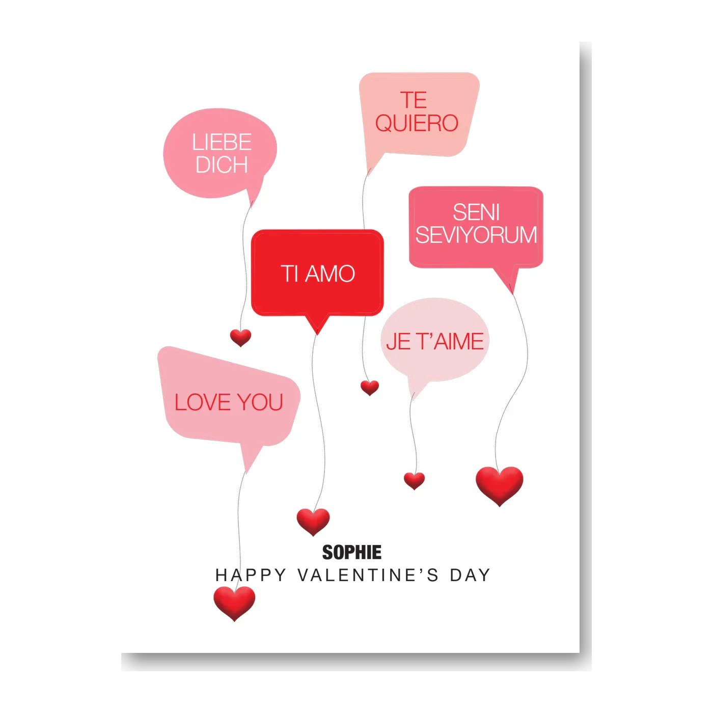 personalised card design, perfect Valentine card for her or him, romantic customised greeting to make your personalised card unique and memorable.