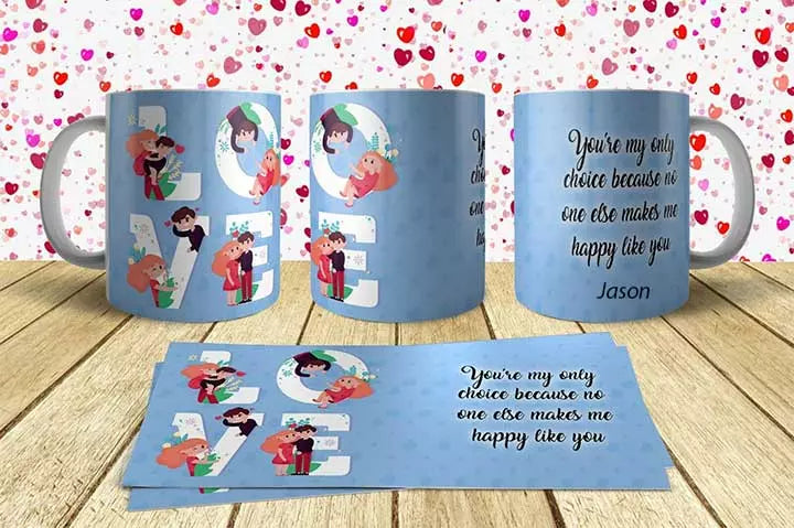 Personalised Love-Struck mug with custom name and romantic message for Valentine’s Day