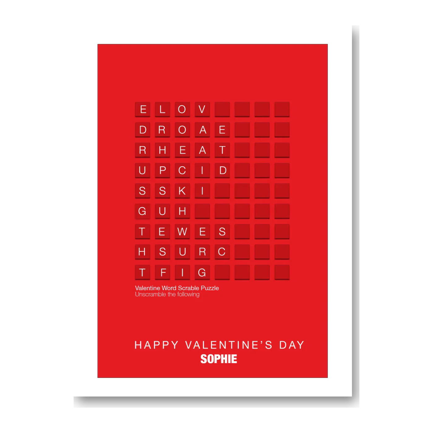 personalised card design, perfect Valentine card for her or him, romantic customised greeting to make your personalised card unique and memorable.