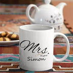 Pair of personalised mugs for wedding, anniversary or Valentine’s gift