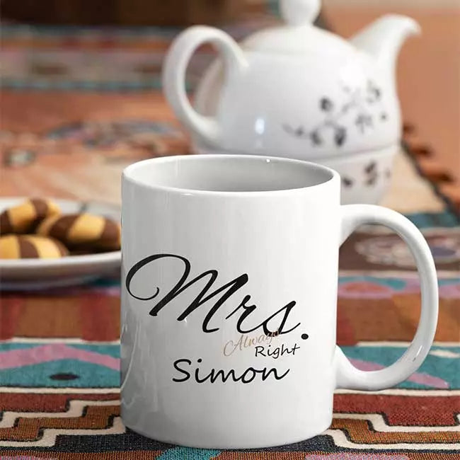 Pair of personalised mugs for wedding, anniversary or Valentine’s gift