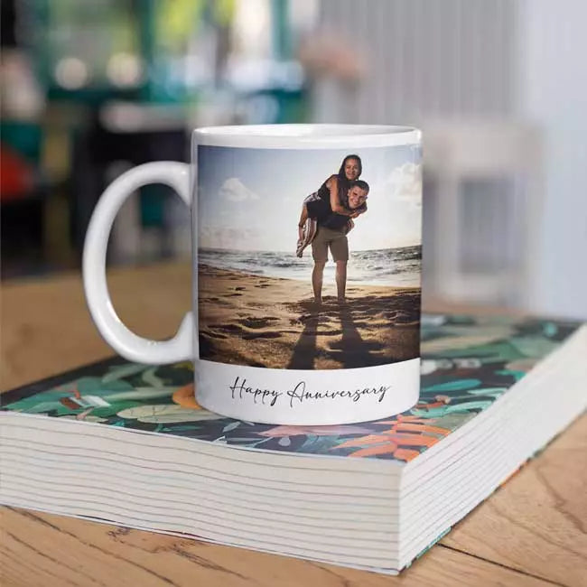 Personalised photo mug with dual uploaded images and heartfelt message