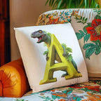 Personalised dinosaur T-Rex cushion with custom name and initial