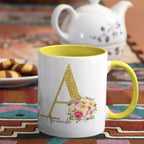 Floral personalised mug featuring bouquet design and name