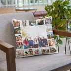Custom memory cushion with 18 favourite photos and personal text
