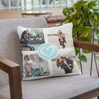 custom heart photo cushion cover with four favourite pictures