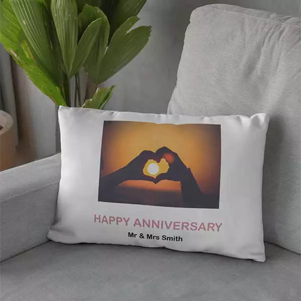 Personalised home décor pillow case featuring favourite pictures and custom message