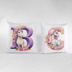 Personalised unicorn cushion with custom names and initial