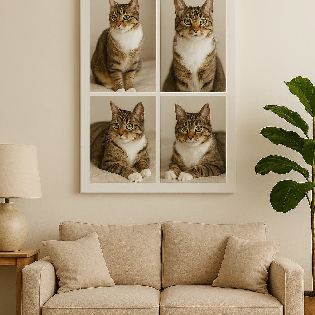Personalised Pet Collage Canvas | Custom Cat Photo Wall Art
