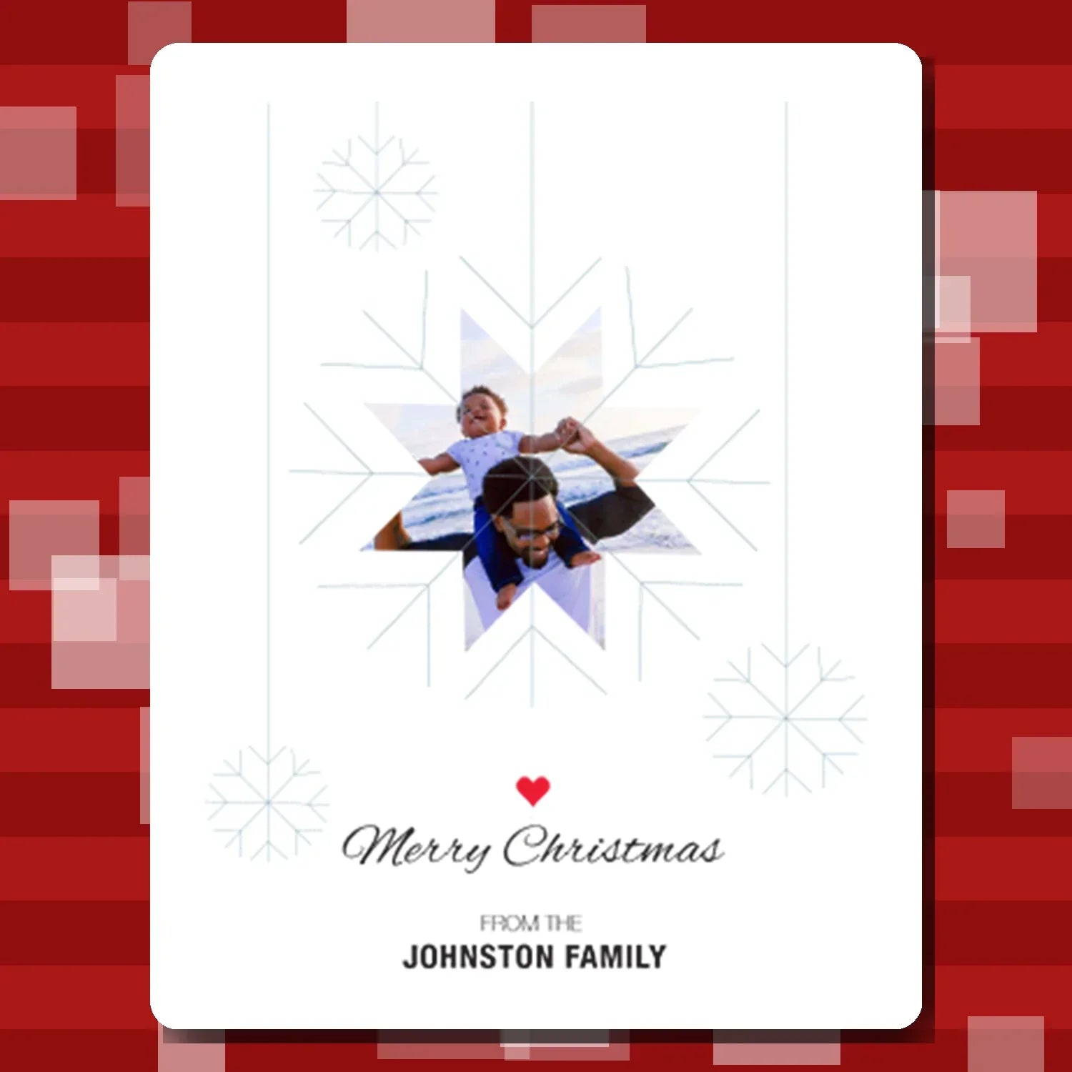 Custom printed Christmas card with your photo, add name & greeting; personalised Xmas card
