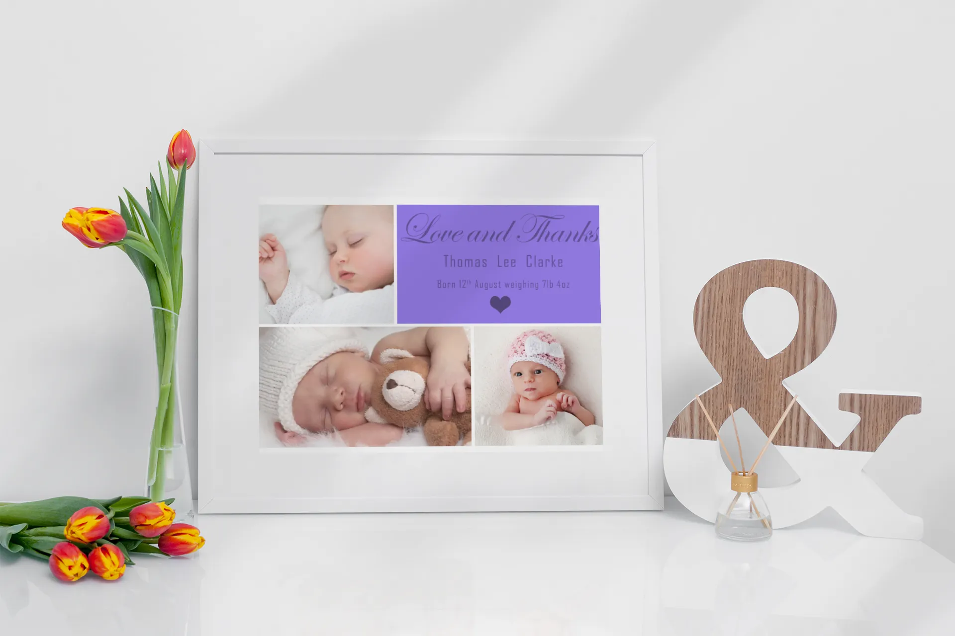 personalised newborn photo collage keepsake print