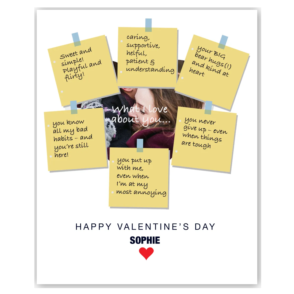  – personalised card design, perfect Valentine card for her or him, romantic customised greeting to make your personalised card unique and memorable.