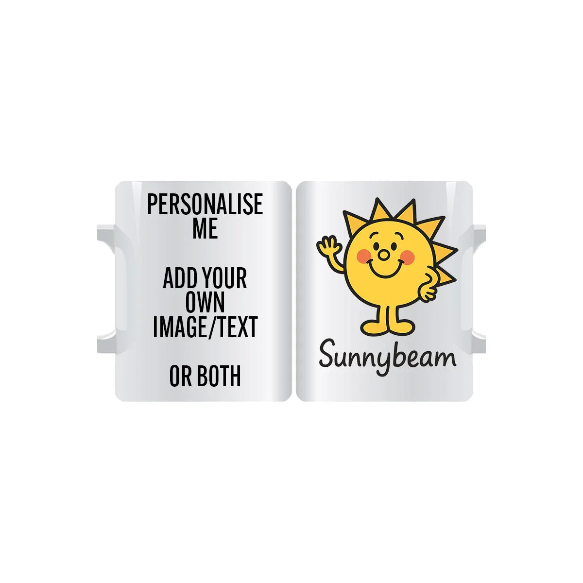 "Radiant Miss Sunshine Sunnybeam personalised mug – cheerful sun design custom coffee cup gift"