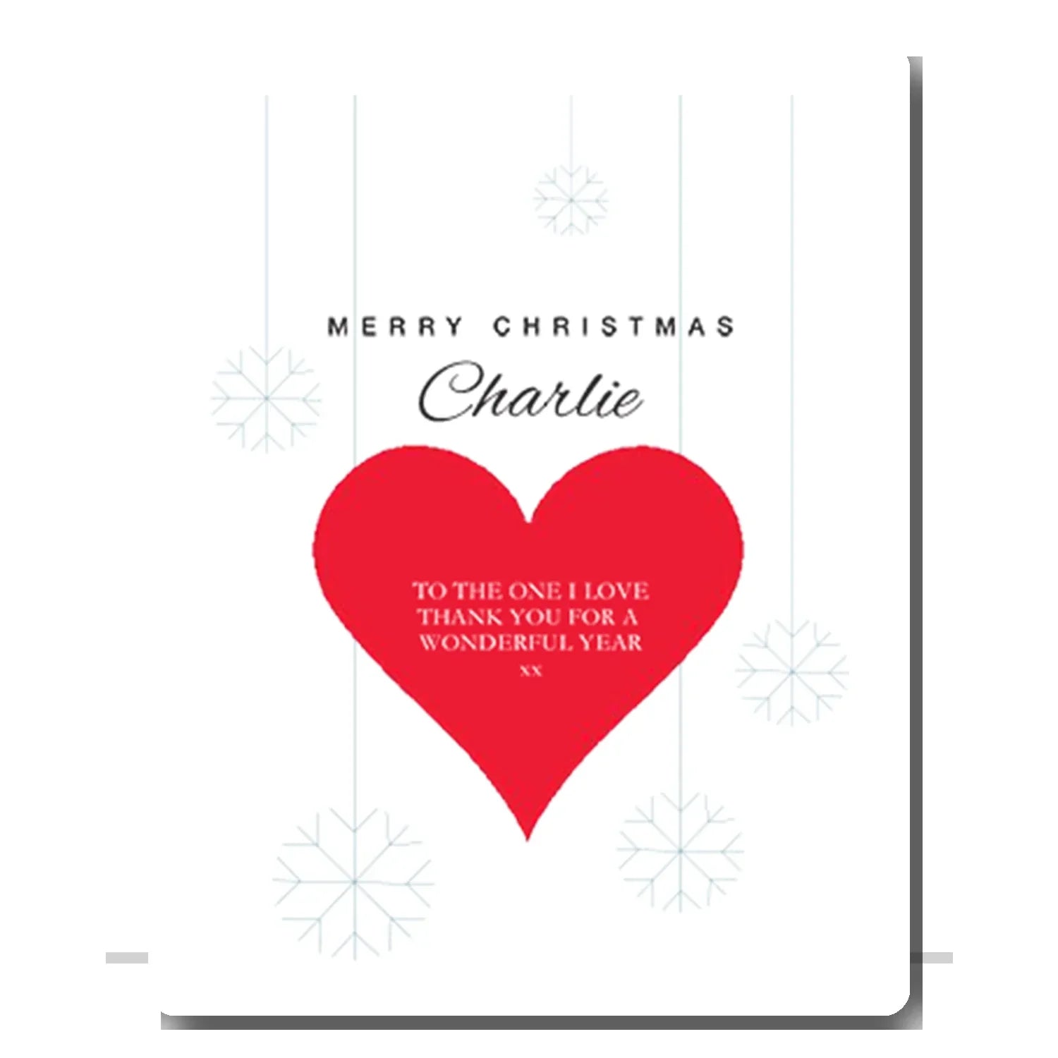 Personalised romantic heart card – custom love message printed