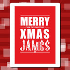 Personalised Xmas card (red)—add‑name options & custom greeting; printed card; keepsake greeting