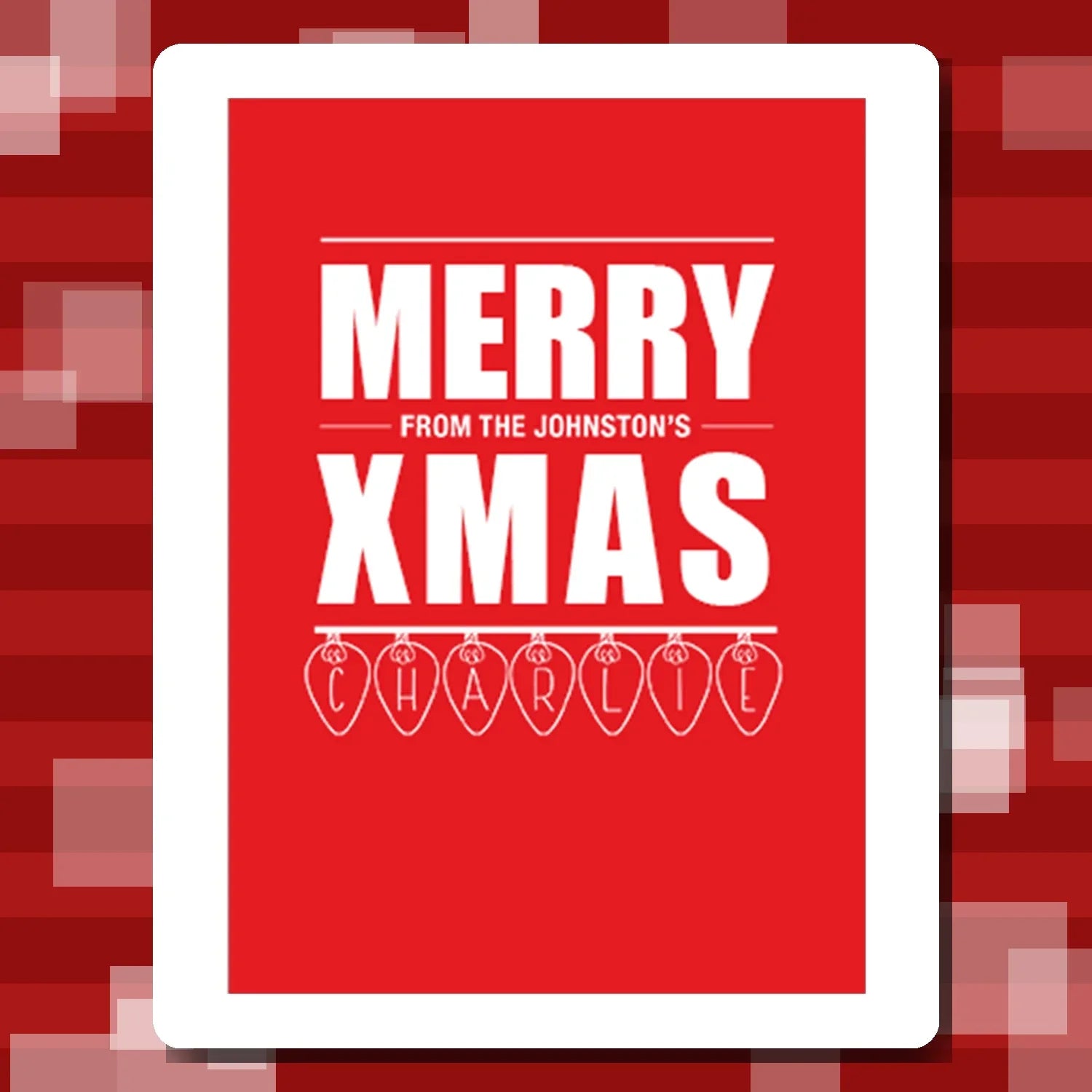 Eco-friendly personalised Christmas card – custom name and family message