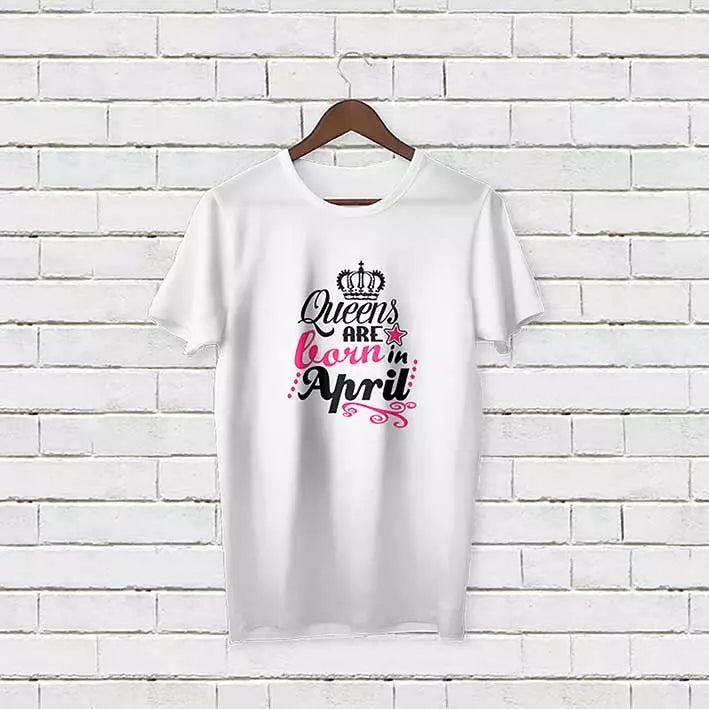 Personalised Queens are Born in April T-Shirt