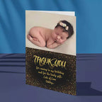Personalised Glitter Heart Thank You Folded Photo Card